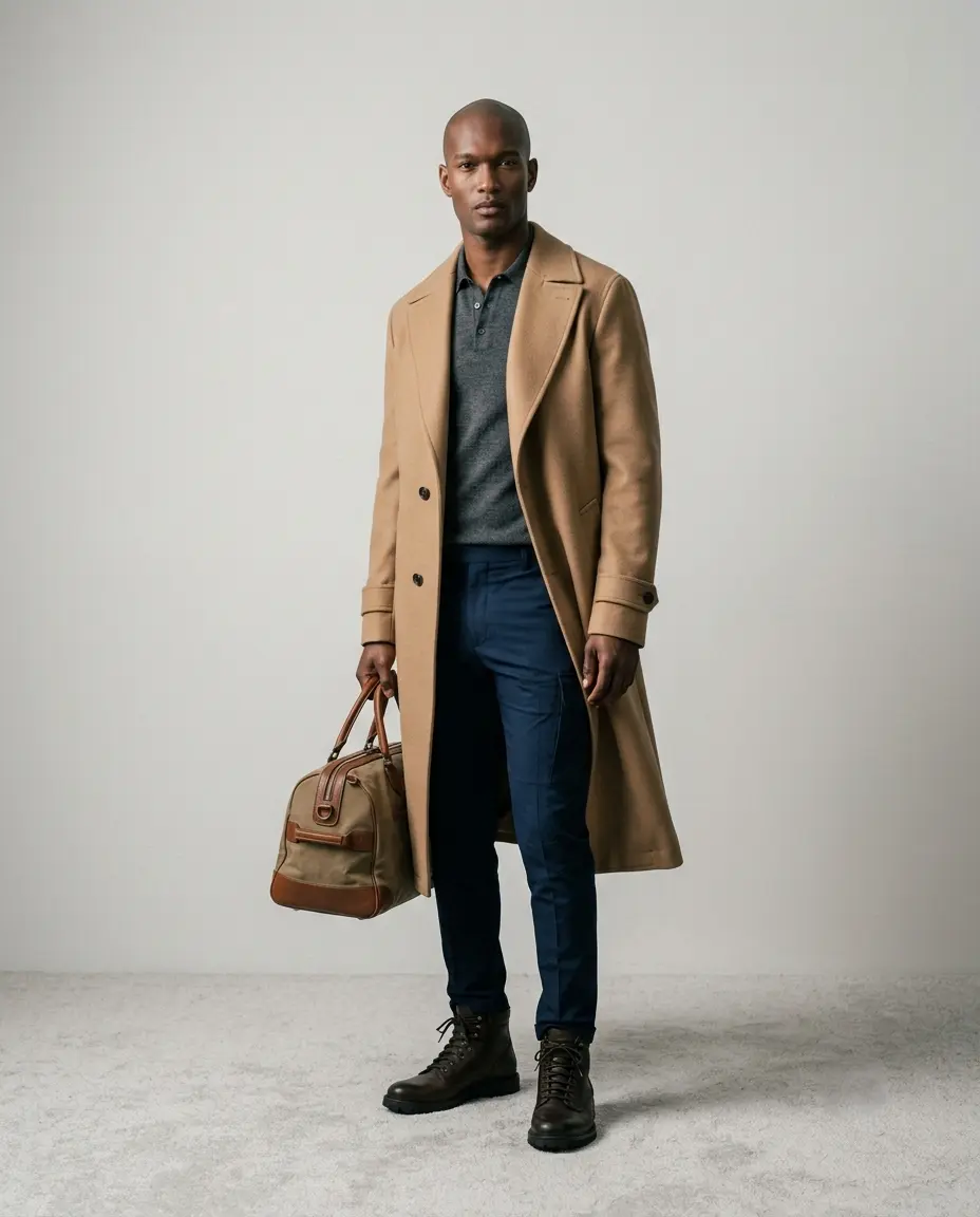 Classic Camel Wool Overcoat